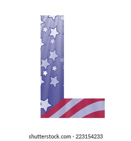 colorful illustration with  american flag letter L on a white background