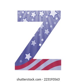 colorful illustration with  american flag letter Z on a white background