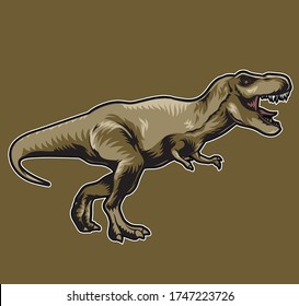 colorful illustration with an ancient animal object named tyrannosaurus rex