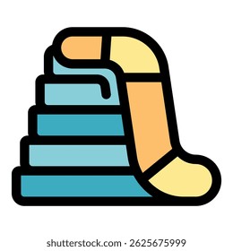 Colorful illustration of an aqua park slide standing next to steps leading to the top of the slide