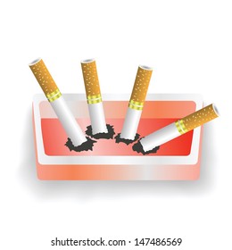 colorful illustration with ashtray and cigarettes for your design.