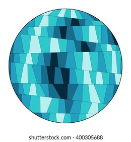 Colorful illustration background with beautiful blue ornament. Stained glass window mosaic style. Vector design.