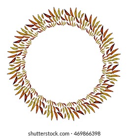 Colorful illustration background, invitation or greeting card template with hand-drawn ethnic floral ornament and circle frame for the text. Stained glass window mosaic style. Vector design.