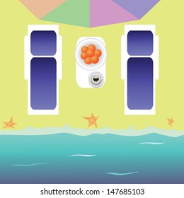 colorful illustration with beach for your design