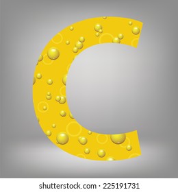 colorful illustration with beer letter C on a grey background