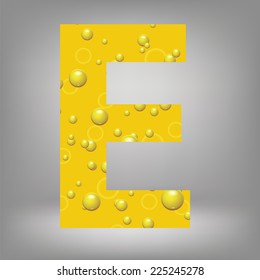colorful illustration with beer letter E on a grey background