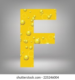 colorful illustration with beer letter F on a grey background