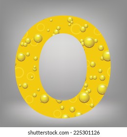 colorful illustration with beer letter O on a grey background