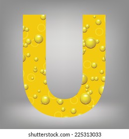 colorful illustration with beer letter U on a grey background