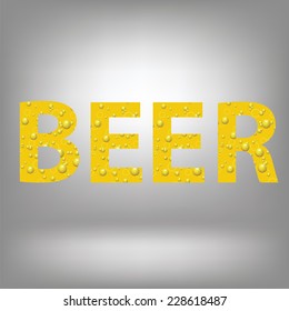 colorful illustration with beer letters on a grey  background
