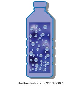 colorful illustration with bottle of water on a white background