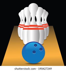 colorful illustration with bowling game for your design