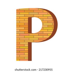 colorful illustration with brick letter P  on a white background