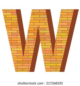 colorful illustration with brick letter W  on a white background