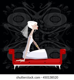Colorful illustration of bride. 