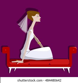 Colorful illustration of bride. 