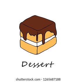 Colorful illustration of cake. Perfect for menu, card, textile of food package design