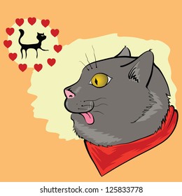 colorful illustration with cat lover for your design.