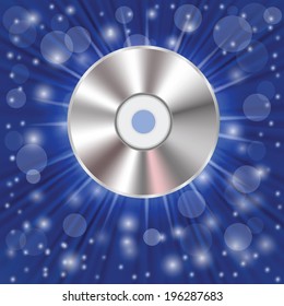 colorful illustration with CD on a blue background for your design