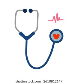 Colorful Illustration Celebrating World Health Day with Heart and Stethoscope . Heartbeat, cardiogram, wave signal. healthcare, medical background.