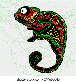 Colorful illustration of chameleon.