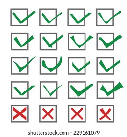 colorful illustration with check marks in boxes on a white  background