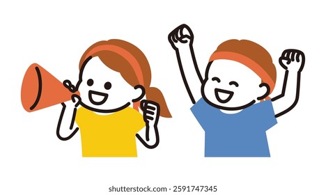 colorful illustration of cheering kids