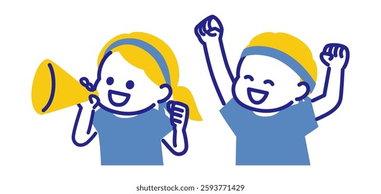 colorful illustration of cheering kids