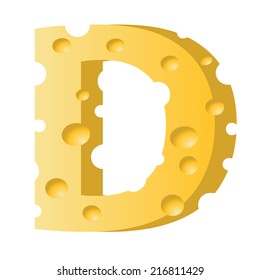 colorful illustration with cheese letter D  on a white background