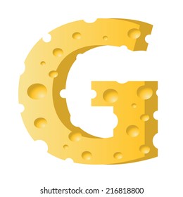 colorful illustration with cheese letter G  on a white background