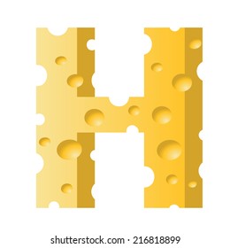 colorful illustration with cheese letter H  on a white background