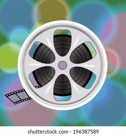 colorful illustration with cinema film tape on disc for your design