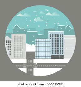 Colorful illustration of cityscape.