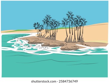 Colorful illustration of coconut trees