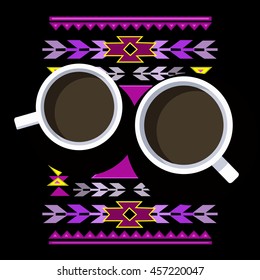 Colorful illustration of the coffee. Menu element for cafe or restaurant.
