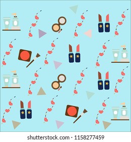 Colorful  illustration collection.Vector pattern with the image of cosmetics. Tools for make-up. Can be used in website design, etc
