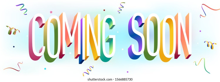 Colorful illustration of "Coming soon" 