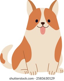 Colorful illustration of corgi dog sitting. Cute pet isolated on white background