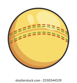 A colorful illustration of a cricket ball, a key item in the sport of cricket.