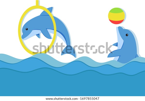 Colorful Illustration Cute Smart Dolphin Circus Stock Vector Royalty Free