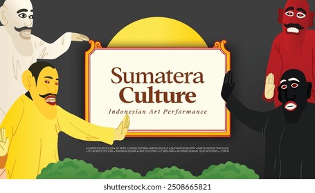 Colorful illustration dancer Indonesian Sumatera culture art