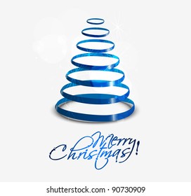 Colorful illustration with decorated blue Christmas tree. Christmas theme