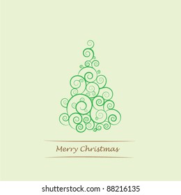 Colorful illustration with decorated green Christmas tree. Christmas theme