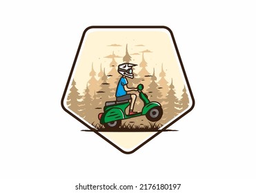 Colorful illustration design of the standing scooter