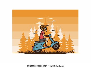 Colorful illustration design of the standing scooter