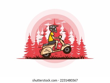 Colorful illustration design of the standing scooter