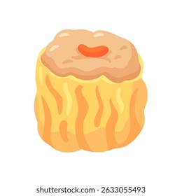 Colorful illustration of a dim sum dumpling with a savory filling, perfect for culinary and food-related projects.