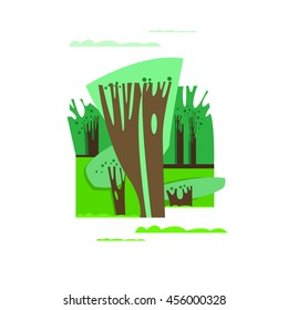 Colorful illustration of fantasy wood. 
