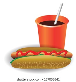 colorful illustration with fast food