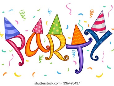 Colorful Illustration Featuring Word Party Decorated Stock Vector ...